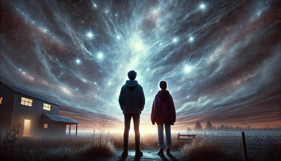 Girl and boy looking at stars